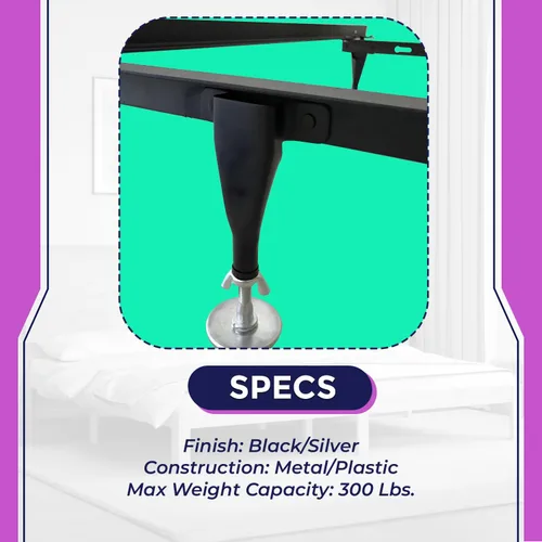 Miniatura 5 de Kings Brand Furniture Patas deslizantes ajustables para marco de cama roscado – Patas de cama para reemplazar ruedas – Reemplazo de patas de cama