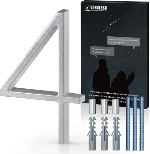 Miniatura 25 de VONDERSO Números flotantes de casa de 5 pulgadas para exteriores, números de dirección modernos de metal antioxidante (3), números de buzón Negro 3