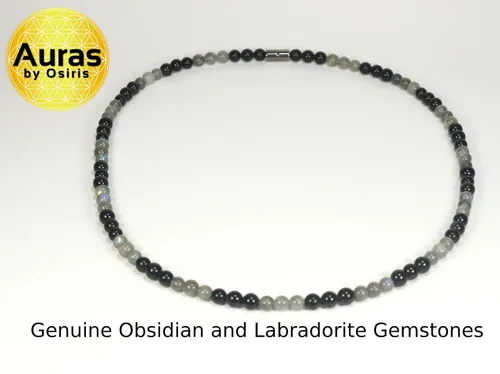 Miniatura 22 de Collar de cristal de obsidiana negra hecho a mano, collar de cuentas de piedras preciosas naturales auténticas, curación, protección, talismán mala