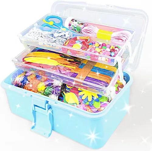 VLUSSO Kit de Suministros de Artes y Manualidades de 3000 Piezas para Niñas de 8 a 12 Años con Limpiadores de Tubos, Cuentas, Manualidades para