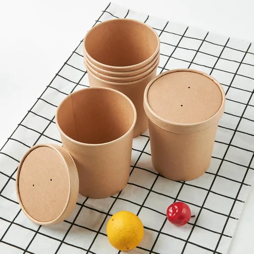 Miniatura 8 de JOLLY PARTY Paquete de 25 envases de papel para sopa con tapas de 32 onzas, vasos desechables de papel para comida, vasos para helado