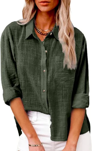 Miniatura 38 de SMIDOW Camisa de algodón y lino con botones para mujer