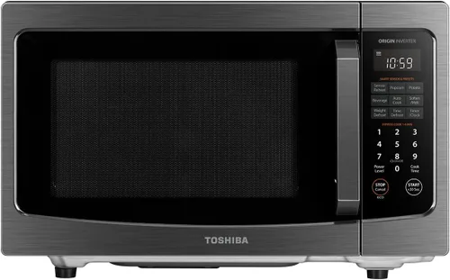 TOSHIBA Horno de microondas con diseño de plataforma plana/sin plato giratorio con tecnología inversor, sensor inteligente, función de silencio,