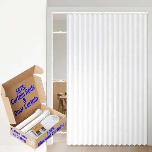 Miniatura 53 de AJAZZ Cortina de puerta magnética 100% opaca de acordeón para armario, cortina invisible para puerta interior de dormitorio, sala de estar, pasillo