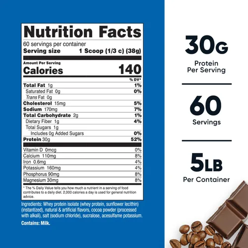 Miniatura 2 de Nutricost - Aislado de proteína de suero (Mocha) 5 libras - Sin gluten y sin transgénicos