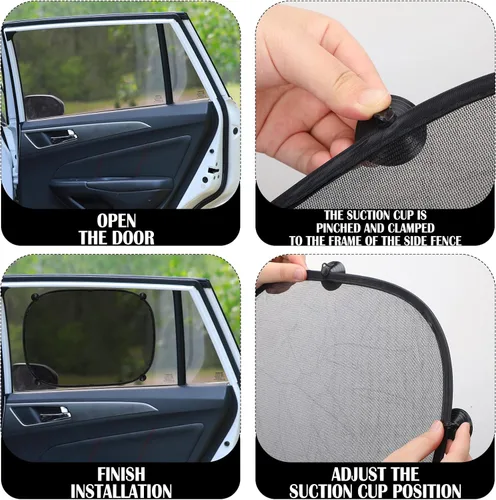 Miniatura 4 de Tallew Paquete de 4 parasoles magnéticos para ventana de coche adhesivo para protección solar para bebé, cubierta lateral de ventana, parasol