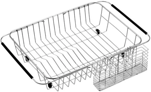 Miniatura 7 de SANNO Escurridor de platos con soporte para utensilios de acero inoxidable, escurridor grande para platos, estante expandible para fregadero o sobre