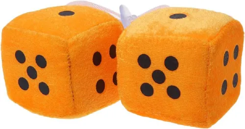 Miniatura 6 de Paquete de 2 dados peludos para espejo de automóvil, 6 opciones de color, dados colgantes de felpa con ventosa fuerte, accesorio clásico retro