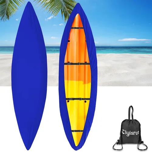 Miniatura 12 de Fundas impermeables para kayak de 10 a 16 pies para almacenamiento al aire libre, accesorios de cubierta de canoa, cubierta de lancha Oxford, Gris
