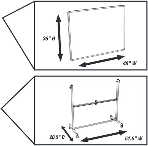 Miniatura 6 de Luxor Pizarra blanca magnética reversible de doble cara de borrado en seco de 48 pulgadas de ancho x 36 pulgadas de alto, con marco de aluminio