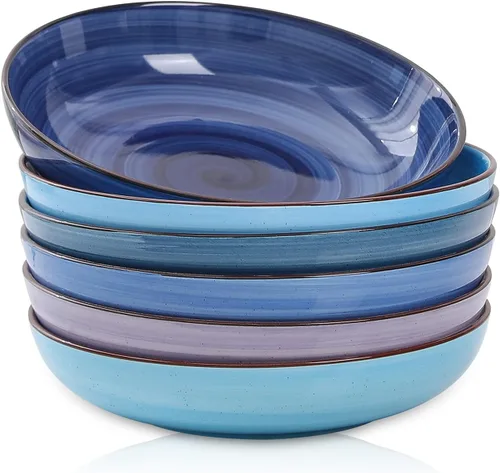 Miniatura 11 de Selamica Tazones de cerámica para pasta de 7.8 pulgadas, cuencos grandes de porcelana de 26 onzas, aptos para lavavajillas y microondas, juego de 6