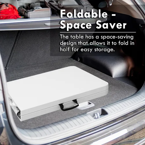 Miniatura 6 de Mesa plegable de 4 pies, mesa plegable resistente para exteriores, perfecta para camping, picnic, fiestas, mesa plegable duradera con fácil Blanco