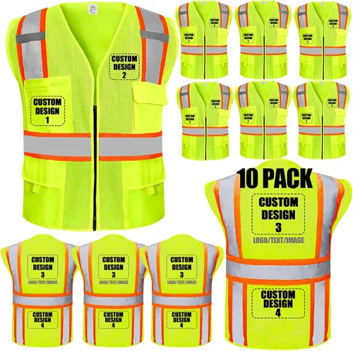 Miniatura 26 de Chalecos de seguridad con logotipo personalizado (S, M, L, XL, 2XL, 3XL, 4XL) Chalecos de seguridad reflectantes de alta visibilidad Clase 2
