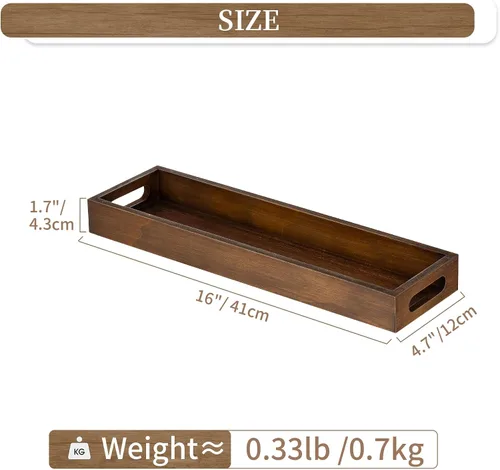 Miniatura 4 de Hanobe Bandeja de servir decorativa de madera rústica, marrón, rectangular, 16 pulgadas x 4.7 pulgadas x 1.7 pulgadas