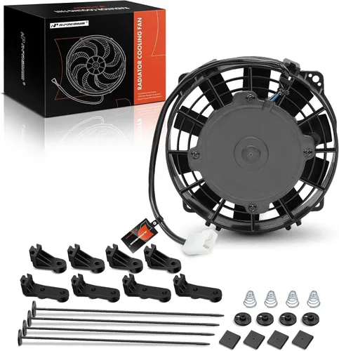 A-Premium 6.5'' 16,5 cm Ventilador delgado universal de enfriamiento de radiador eléctrico de tracción, 12V 80W con kit de montaje