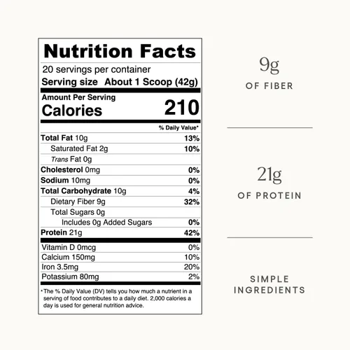 Miniatura 6 de Be Well By Kelly - Proteína en polvo a base de plantas de chocolate, vegana 0.74 oz de proteína 9G de fibra 1 NetCarb (3 ingredientes, 20 porciones)