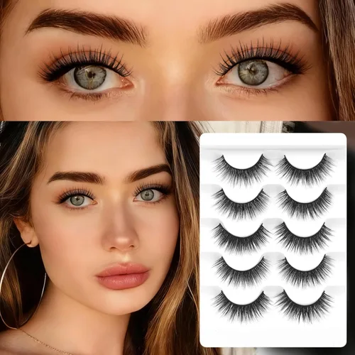 Miniatura 22 de Veleasha Pestañas postizas de manga puntiagudas, 100% hechas a mano, aspecto natural, pestañas postizas ligeras con banda transparente suave