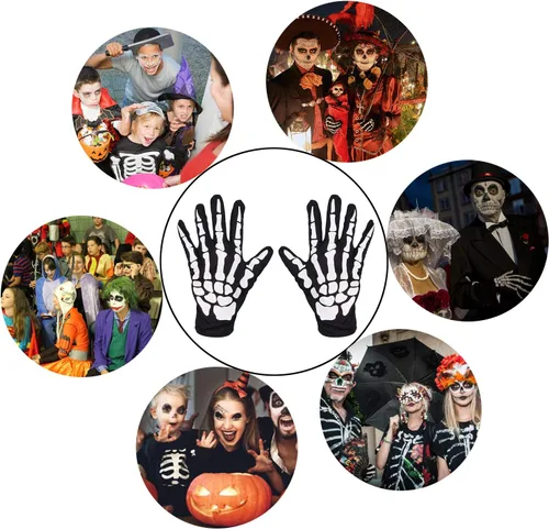 Miniatura 6 de Accesorios de Halloween, guantes de esqueleto de dedo completo