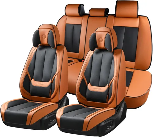 Miniatura 26 de Coverado Juego completo de fundas de asiento de automóvil, fundas de asiento negras para asientos delanteros y traseros de automóvil, protector