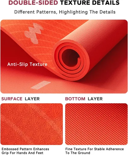 Miniatura 3 de HAPBEAR Large Yoga Mat - 72"x36" Extra Wide Exercise Mat - 1/4" Thick Dual Color PVC Anti-Slip Surface & High Cushioning - Ideal for Yoga, Pilates