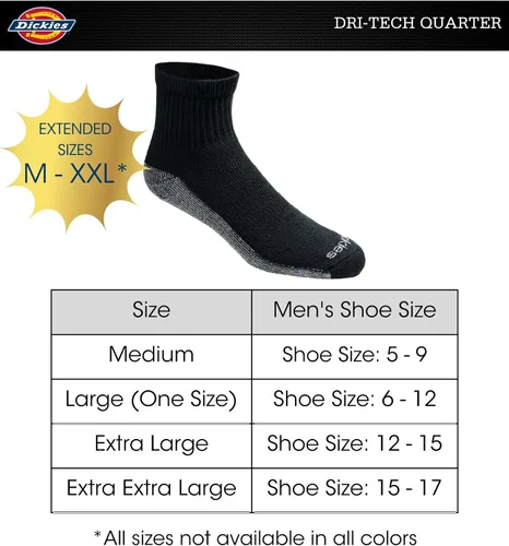 Miniatura 3 de Dickies Dri-tech - Calcetines para hombre con control de humedad (6, 12, 18 pares)