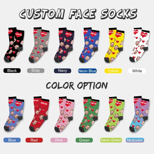 Miniatura 24 de Yofair Calcetines personalizados con foto – Calcetines divertidos personalizados con imagen – Regalos de Navidad personalizados para hombres