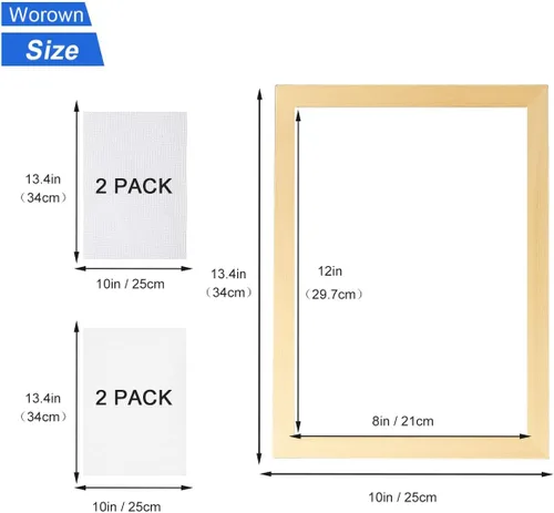 Miniatura 2 de Worown Kit de pantalla para hacer papel de madera A4, marcos de fabricación de papel, molde y cubierta para manualidades de papel de bricolaje