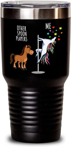 Miniatura 7 de Unicorn Spoon Tumbler Funny Gift For Musician Women Her Other Players Me Cute Birthday Present Magical Joke Quote Gag Insulated Cup With Lid Black