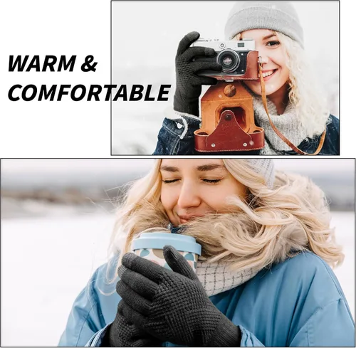 Miniatura 2 de TOBEHIGHER Guantes de invierno Guantes para mujer para clima frío, guantes de invierno para pantalla táctil, guantes de punto de lana de alpaca