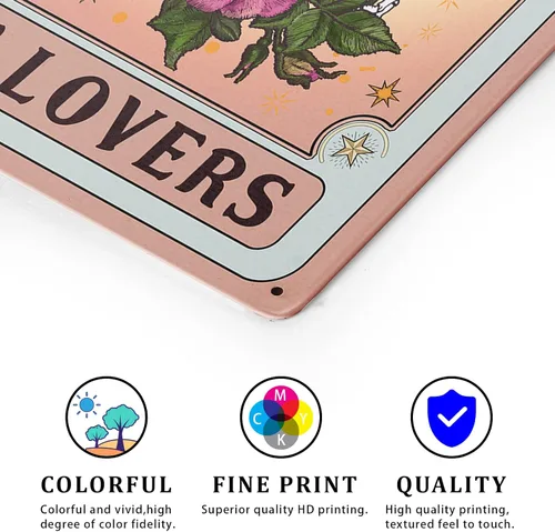 Miniatura 3 de Giwawa Kissing Lover Tarjeta de tarot de metal con diseño de calavera rosa retro de 12 x 8 pulgadas, decoración de pared, sol, luna, flor, floral