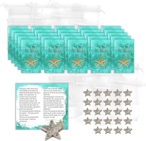 Miniatura 5 de Smiling Wisdom - 25 juegos de regalo a granel Mini tarjetas de apreciación de la historia de estrellas de mar que marcas una diferencia profunda