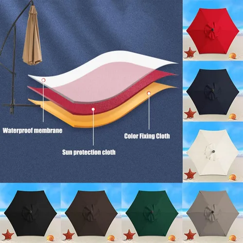 Miniatura 2 de Fundas de repuesto, 6 varillas / 8 varillas para sombrilla de patio al aire libre, cubierta de repuesto para sombrilla de 6.5 pies/9 pies/10 pies