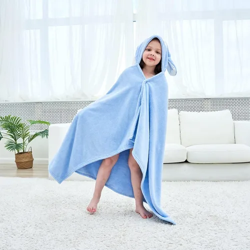 Miniatura 6 de Vauwmsr Toalla de baño de playa con capucha para niños, manta suave con capucha, bata de baño, poncho de natación, toalla de ducha para niños y Azul