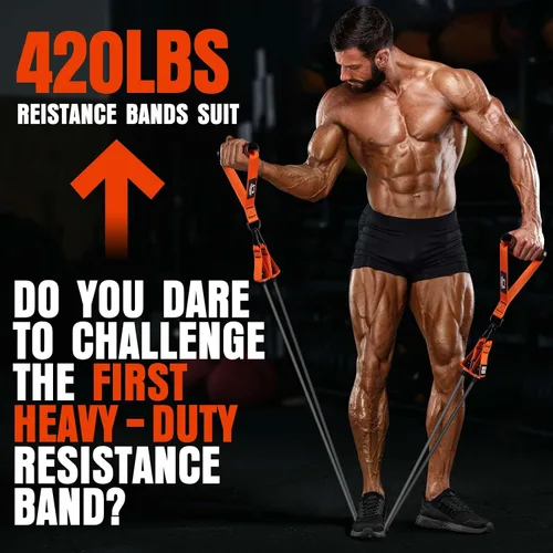 Miniatura 5 de Bandas de resistencia pesada para entrenamiento, bandas de ejercicio de 300 libras con asas, bandas de entrenamiento para hombres, juego de bandas