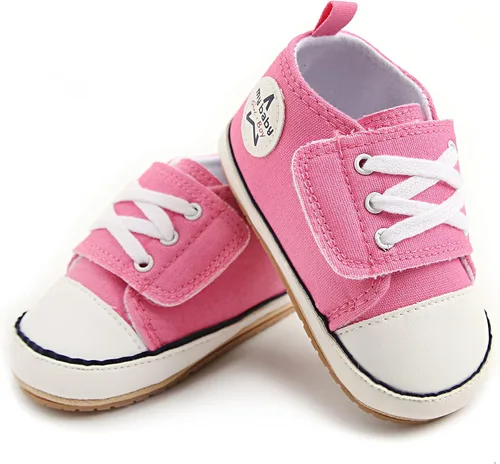 GAISUMMI Unisex Baby Girls Boys Shoes Infant Canvas Sneakers Anti-Slip Rubber Sole Newborn Crib Shoes Toddler Outdoor Athletic First Walkers