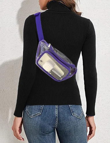 Miniatura 7 de Riñonera holográfica para mujer, diseño iridiscente, linda, para la cintura, a la moda, para fiestas rave, eventos, juegos, #7 Riñonera transparente