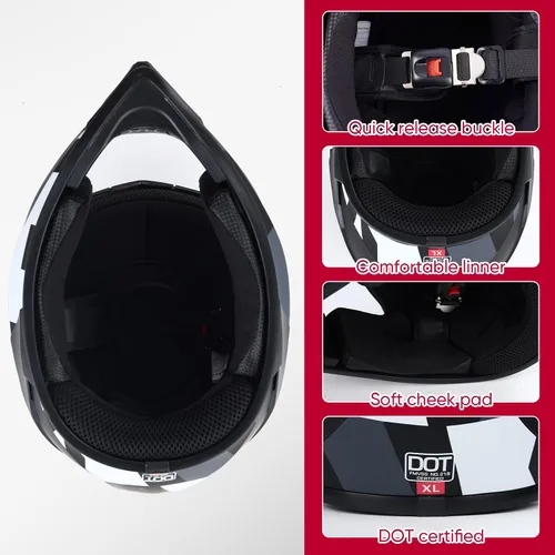 Miniatura 5 de Adult Dirt Bike Helmet Motorcycle Racing Street Bike Off-Road Mountain Bike BMX MX ATV Helmet with Cycling Glasses and Visor for Unisex-Adult