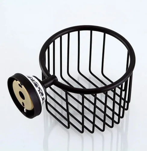 Miniatura 2 de Toalleros, estante de baño, cesta de papel higiénico, cesta de papel para colgar en la pared, cesta de almacenamiento de cobre negro para uso