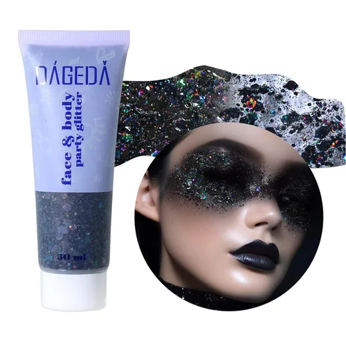 Miniatura 13 de DAGEDA Gel de purpurina corporal, lentejuelas de gel corporal con purpurina para la cara, sombra de ojos líquida, purpurina gruesa para cara, Sirena