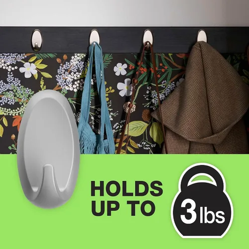 Miniatura 2 de Ganchos adhesivos de pared resistentes FrogTape reMOVEables, sin daños, fáciles de quitar y reutilizar, incluye 2 ganchos y 4 tiras para colgar
