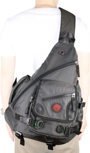 Miniatura 9 de bolso bandolera grande, mochila para portátil, bolso de mensajero cruzado, mochila de viaje para el hombro (A-Negro)
