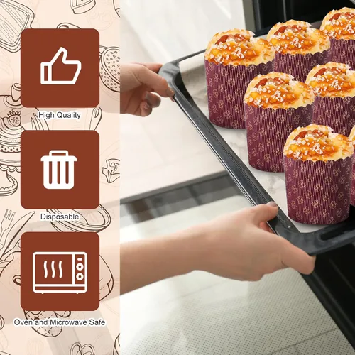 Miniatura 4 de FoldTier 24 moldes para pan de Pascua, moldes de papel corrugado para hornear, forma de papel redondo para pasteles, panettone, cocina, muffins