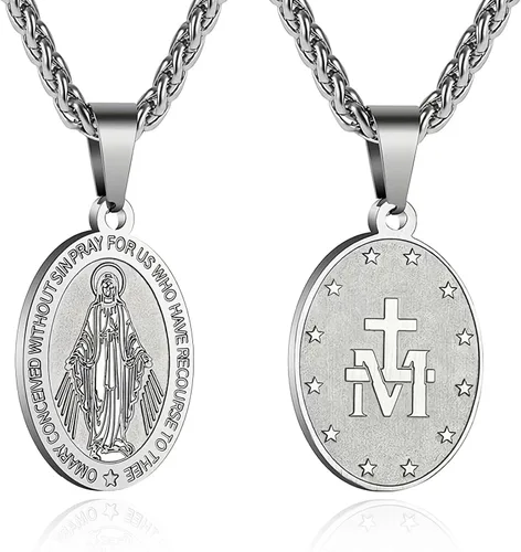 Miniatura 14 de P. BLAKE Collar ovalado de San Cristóbal, Miguel, José, Jude/Virgen María/José/Francisco/Patrick/Anthony/Benedict/Thomas para hombres y mujeres