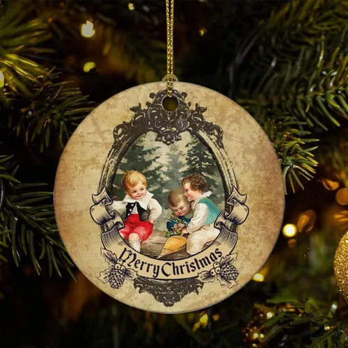 Adornos de árbol de Navidad, adornos de Navidad, adornos de Navidad, adornos de recuerdo, decoración del hogar, colgantes vintage, adornos redondos
