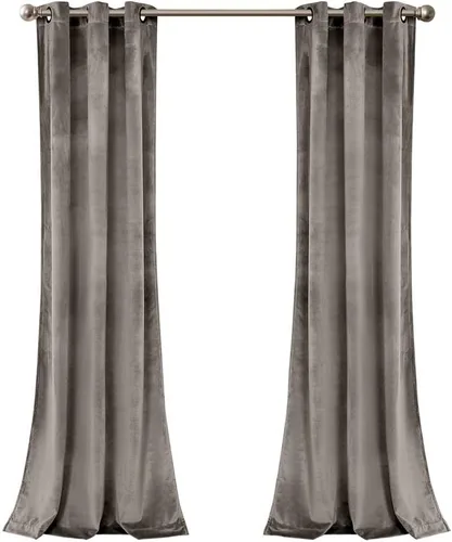 Miniatura 23 de Lush Decor Prima Velvet Sólido - Par de paneles de cortinas para ventana con ojales de filtrado de luz, 95" L x 38" A, Negro