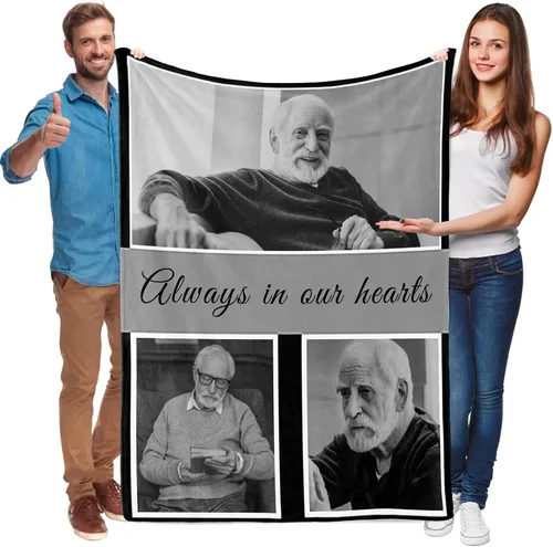 Manta conmemorativa personalizada con imágenes, in Loving Memory, manta personalizada con fotos, regalo de condolencias, regalo de recuerdo, regalos