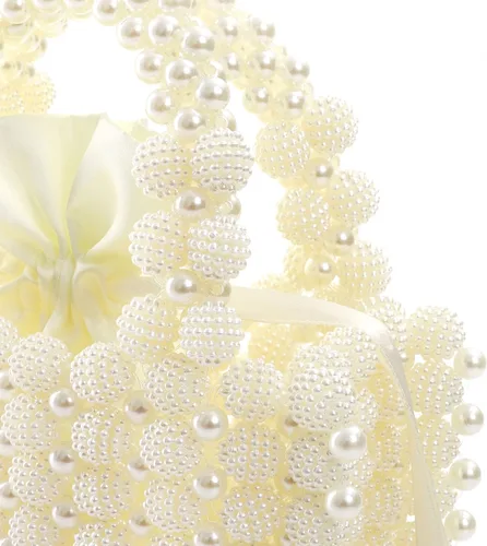 Miniatura 5 de YUSHINY - Bolso de noche hecho a mano con cuentas de perlas para mujer, con asa superior y bolsa