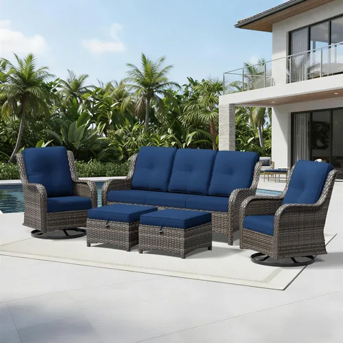 Miniatura 144 de Joyside Juego de sillas de mimbre para patio, juego de 3 piezas de mimbre para exteriores con 2 sillas reposabrazos y 1 mesa auxiliar para terraza