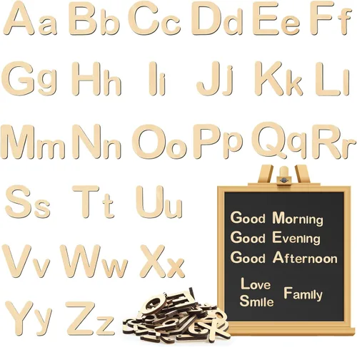 Xuhal Kit de 52 letras magnéticas de madera para niños pequeños de 1 a 3 letras pequeñas del alfabeto magnético en mayúsculas y minúsculas, regalo
