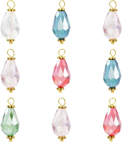 Miniatura 9 de Ipotkitt 100 dijes de cristal colorido con forma de lágrima de cristal facetado para hacer aretes, collares, joyas